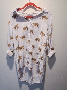 Orange Tiger Button-up Shirt 1X
